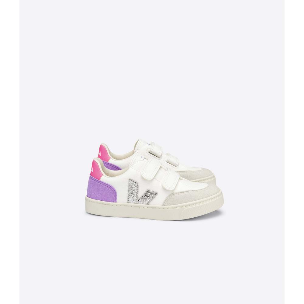 Veja V-12 CHROMEFREE Joggesko Barn White/Purple | NO 880JPQ